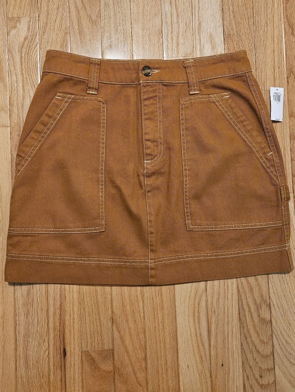 Old Navy Women's Caramel Denim Mini Skirt NWT High Rise Utility Pockets Size 4